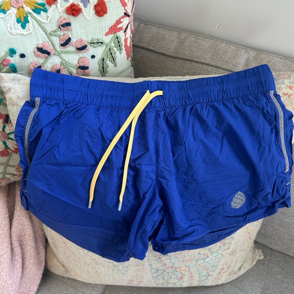 Stio Blue and Yellow Athletic Shorts Lightweight Moisture-Wicking